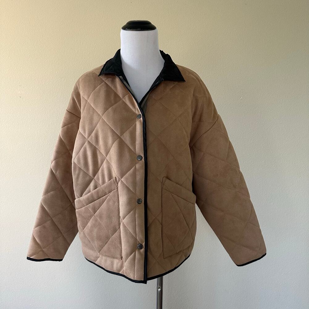 Z Supply Quilted Puff Lightweight Jacket Tan Color Size S - Picture 3 of 12